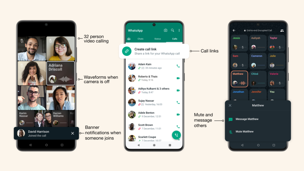 WhatsApp Video calls and group calls